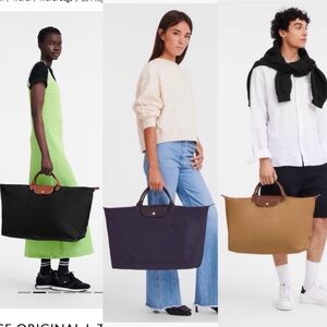 Longchamp Large Le Pliage Recycled travel bag deep plum purple or Fawn or Black